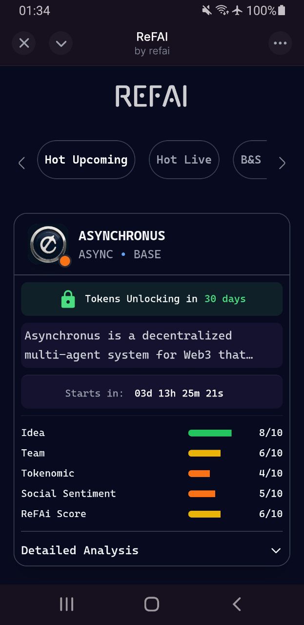ReFAI - AI Agents - Farcaster Mini Apps screenshot
